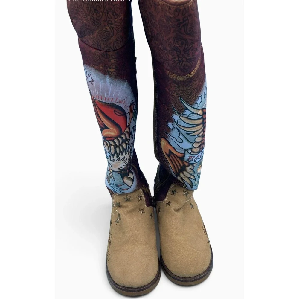 Vintage Y2K Ed Hardy Born Free Eagle Boots Womens 7 Suede Fur Lined Tattoo